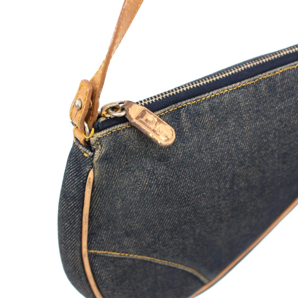 Christian Dior Dark Wash Denim Leather Trim Mini Saddle Shoulder Bag Vintage CD - Picture 4 of 8